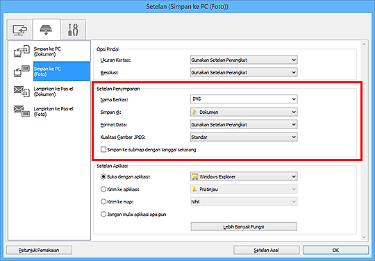 gambar: Kotak dialog Setelan
